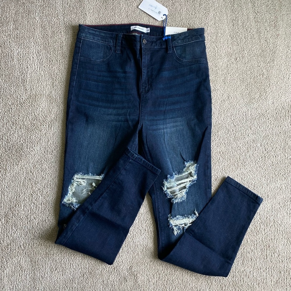 Ms. Cello High Rose Distressed Skinny Jeans